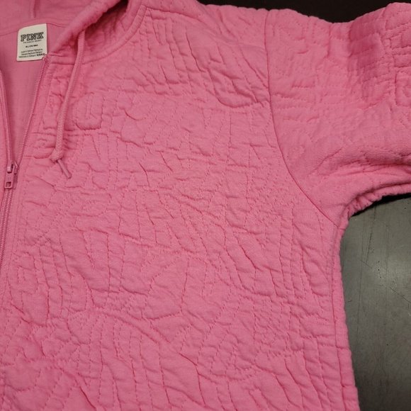 Victorias Secret Womens M Coat Pink Cotton Quilted Full Zip Jacket Pockets Soft - Picture 6 of 11